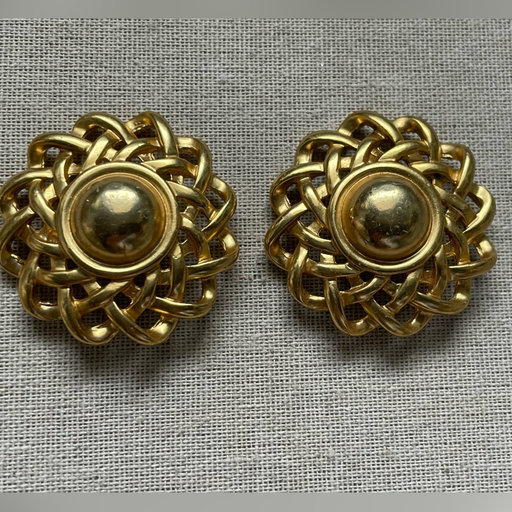 GIVENCHY Vintage gold plated Statement Clip-On Earrings